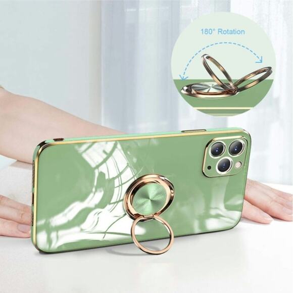 iPhone 11 Pro Max Case Ring Holder Case Gold Edge TPU Protective 6.5 Inch s6 - Picture 2 of 6